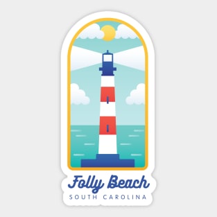 Folly Beach Morris Island Lighthouse Tourist Souvenir Sticker